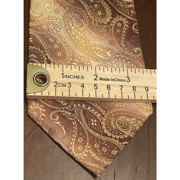 Stacy Adams Signature Gold Brown Hand Made 100% Microfiber Men’s Neck Tie - Picture 4 of 9